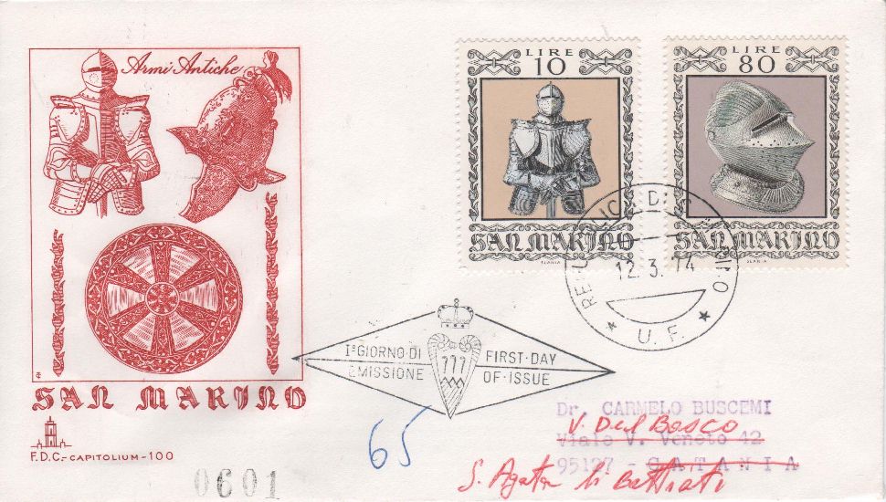 RSM 1974 - 910 S172 Serie cpl. 8 val. - Armature e armi antiche 
