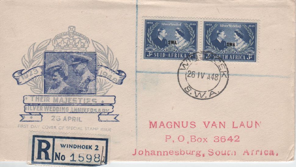ZA 1948 - 106 A47 - Cpl. Series 2 val. - 25th anniv. of the marriage of George VI and Queen Elizabeth