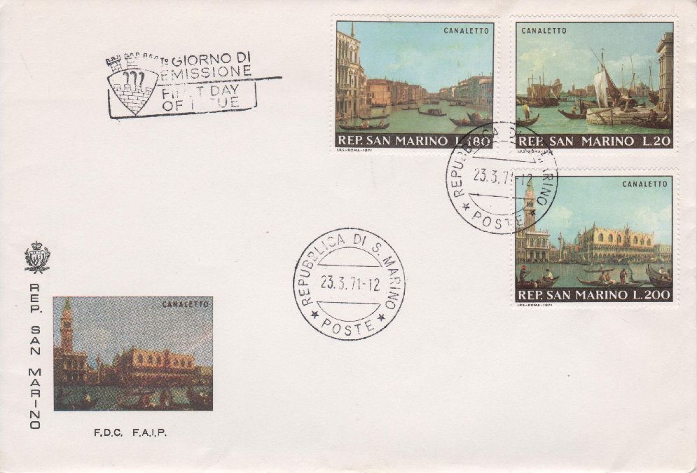 RSM 1971 - 824 S155 Serie cpl. 3 val. - Canaletto - Dogana , Canal Grande , Palazzo Ducale