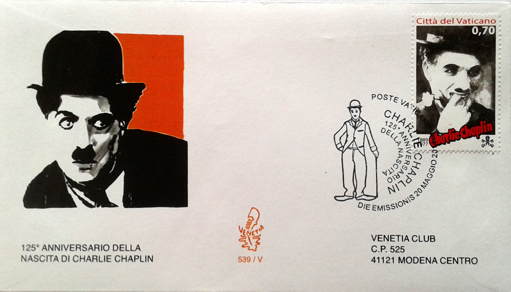 SCV1676 - 20/05/2014 - 1v - MF6x - 125 anniversario della nascita di Charlie Chaplin