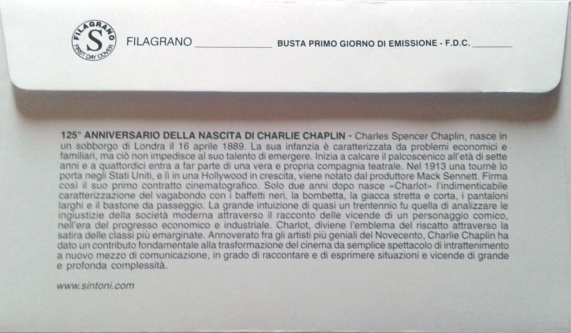 SCV1676 - 20/05/2014 - 1v - MF6x - 125 anniversario della nascita di Charlie Chaplin