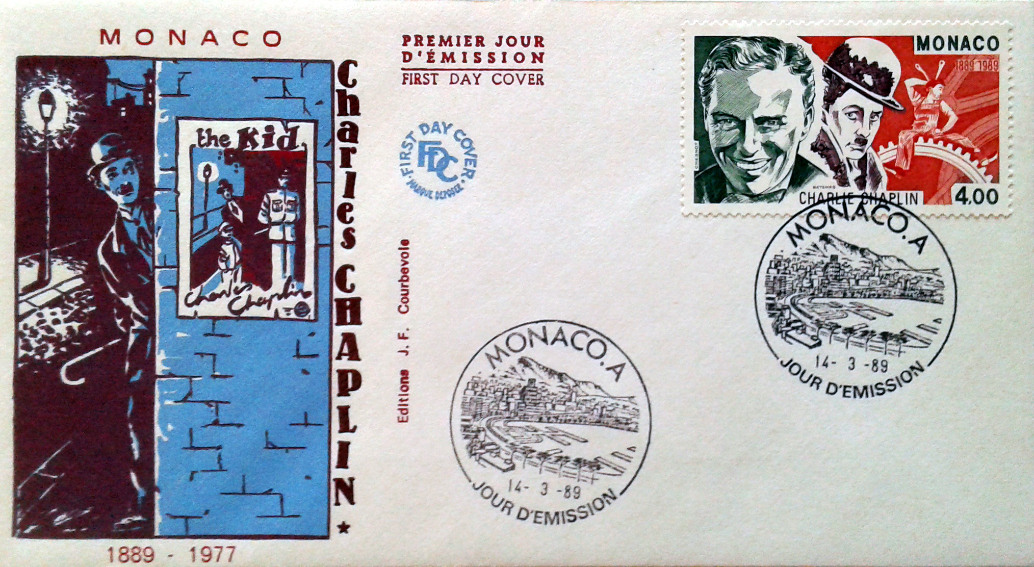 MC 1989 - 1678 Serie A532 cpl. 2 val. - Teatro e Cinema - Jean Cocteau - Charlie Chaplin - 14/04/1989