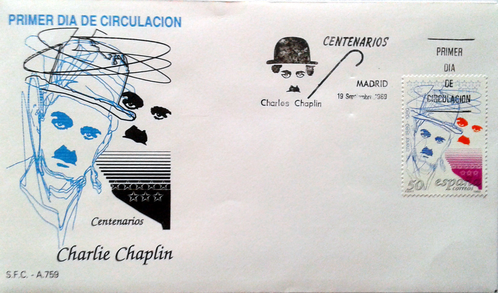 ES2607 Serie A790 - Charlie Chaplin - 19/09/1989