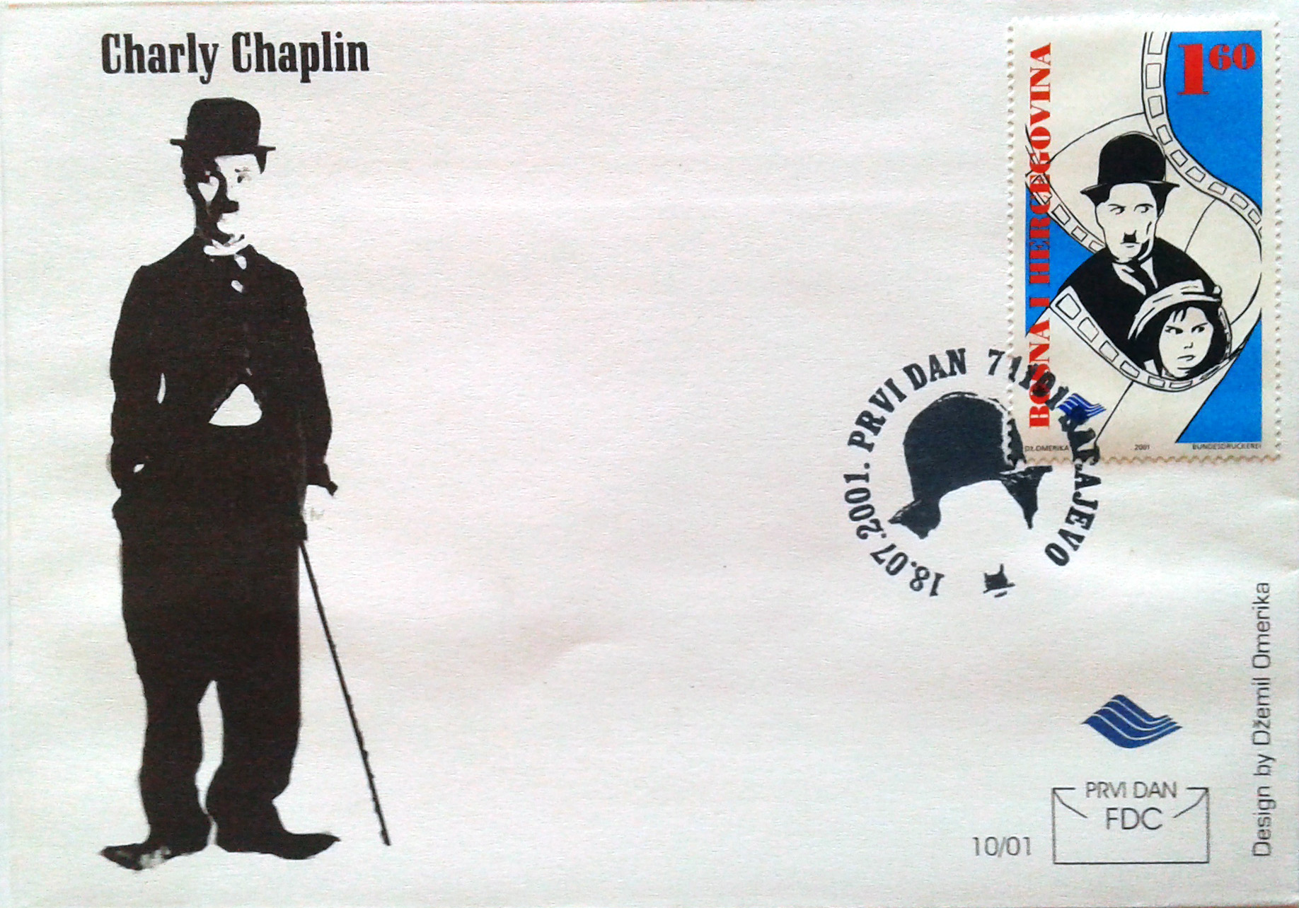 2001 BA - 394 - A187 1v - Charlie Chaplin 18/07/2001