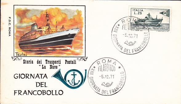 IT1163 - 05/12/1971 - 1v - 13 Giornata del francobollo - Nave postale  25