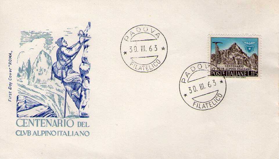 IT0960 - 30/03/1963 - 1v - Centenario della fondazione del C.A.I. (Club Alpino Italiano) 115 