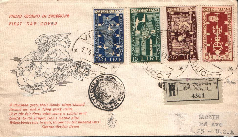 IT0594 - 12/04/1949 - 4v - 50 anniversario della biennale darte di Venezia