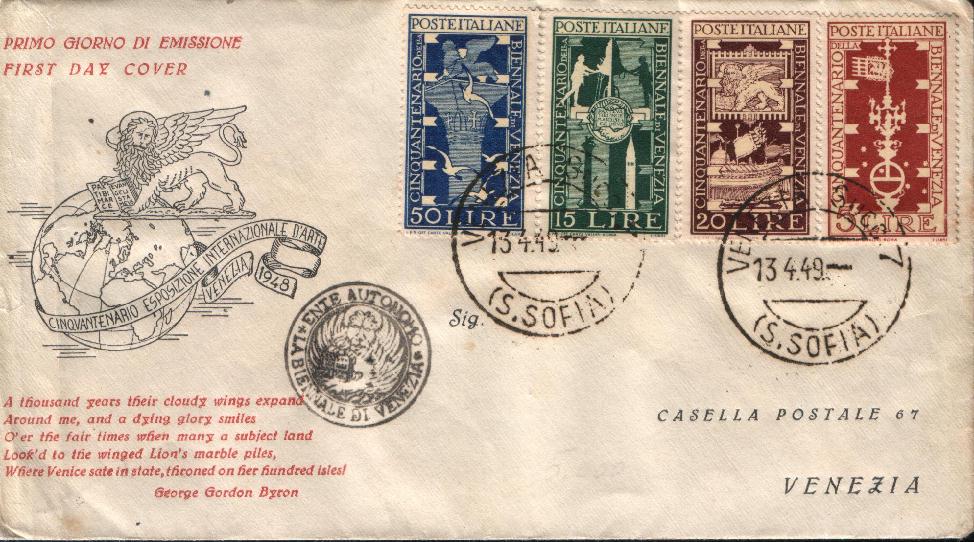 IT0594 - 12/04/1949 - 4v - 50 anniversario della biennale darte di Venezia