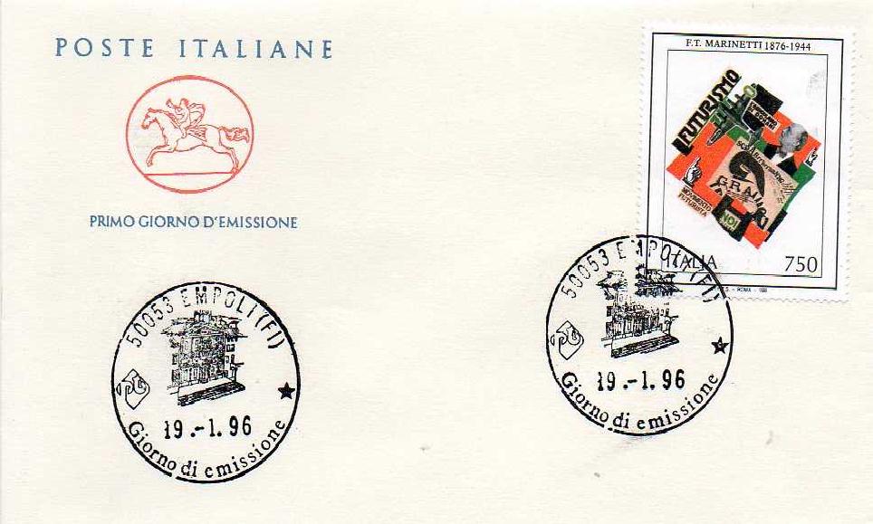 IT2231 - 19/01/1996 - 1v - Patrimonio Artistico Italiano 20 emiss.: Filippo Tommaso Marinetti 