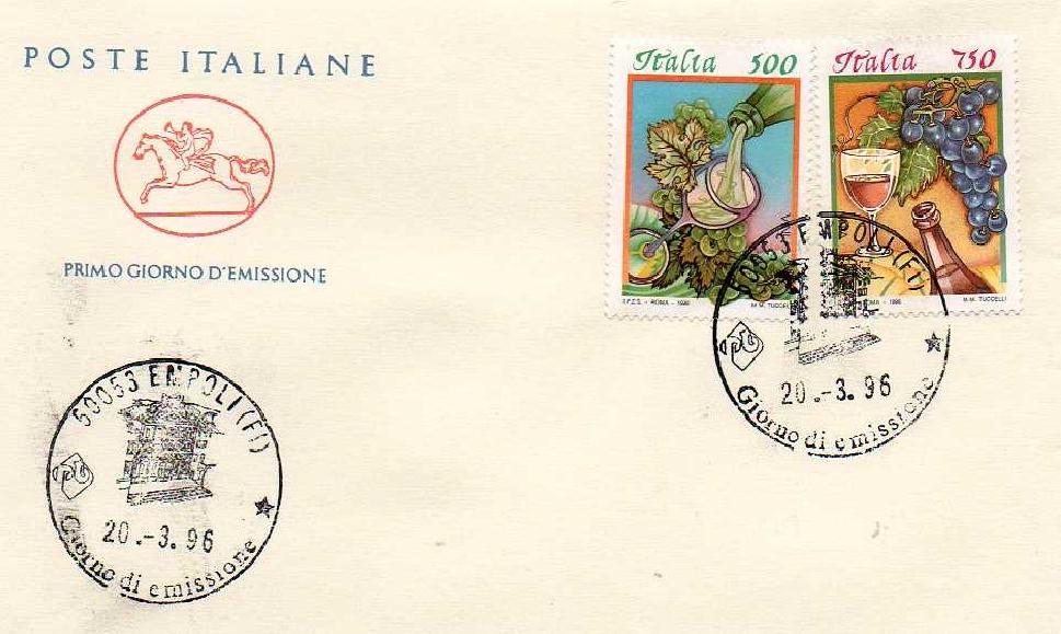 IT2237 - 20/03/1996 - 2v - Cibi italiani - 3 emiss.: Uva , Vino