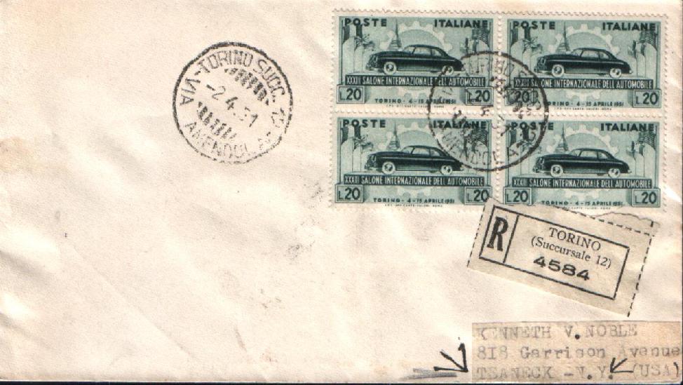 IT0655 - 02/04/1951 -1v - 33 Salone dellautomobile a Torino - Automobile e bandiere  20