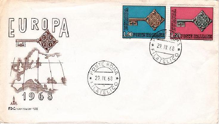 IT1086 - 29/04/1968 - 2v - Europa C.E.P.T. - 13 emissione - Chiese d´Europa