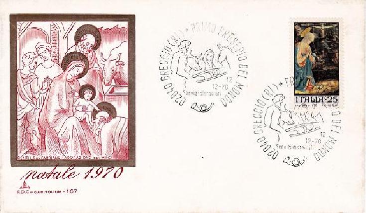 IT1141 - A158 - 12/12/1970 - 2v - Natale + Posta aerea 25  - 150 .