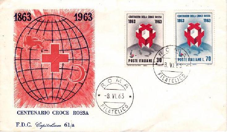 IT0963 - 08/06/1963 - 2v - Centenario della fondazione della Croce Rossa