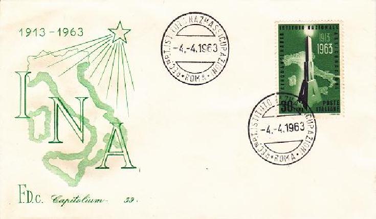 IT0961 - 04/04/1963 - 1v - 50 anniversario dell I.N.A. Istituto Nazionale Assicurazioni 30 