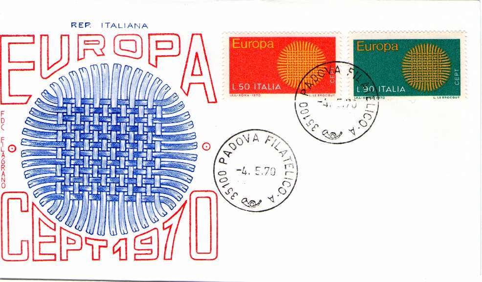 IT1122 - 04/05/1970 - 2v - Europa CEPT - 15 emissione - Sole con 24 petali incrociati