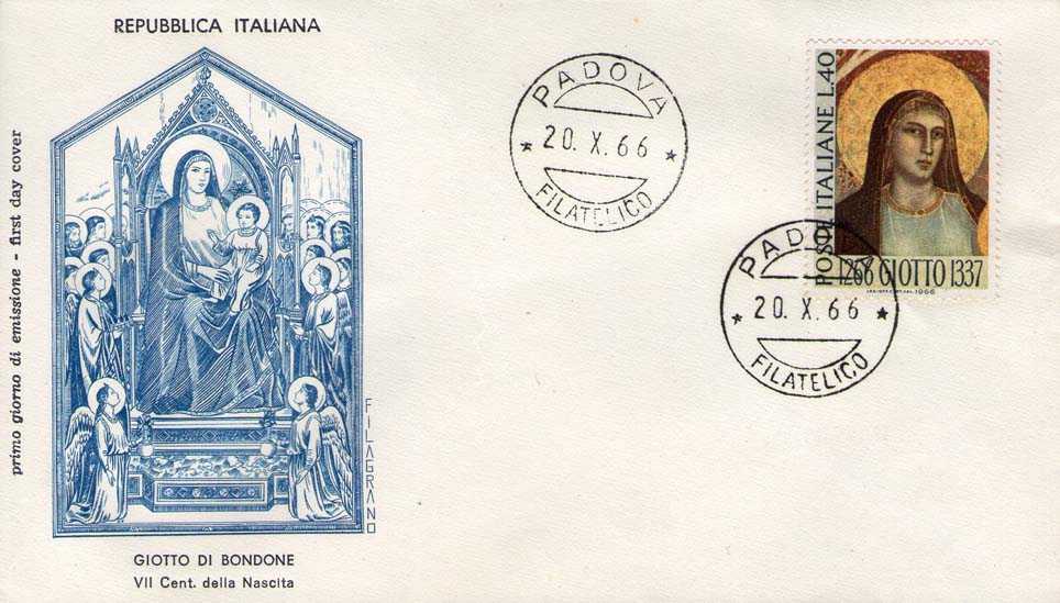 IT1031 - 20/10/1966 - 1v - 7 Centenario della nascita di Giotto 40 