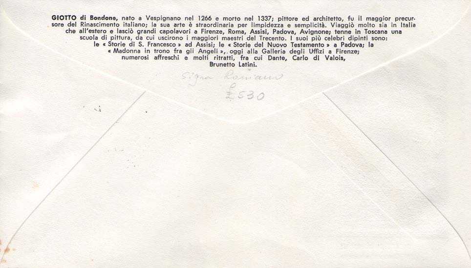 IT1031 - 20/10/1966 - 1v - 7 Centenario della nascita di Giotto 40 