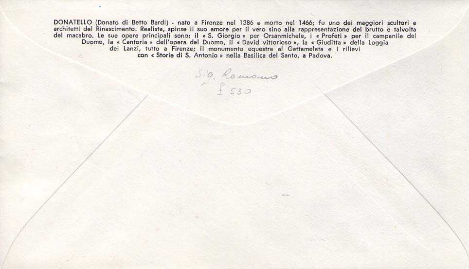 IT1028 - 24/09/1966 - 1v - 5 Centenario della morte di Donatello 40 