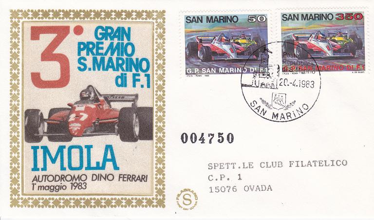RSM 1983 - 1123 S225 Serie cpl. 2 val. - Gran premio San Marino di Formula 1