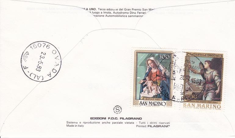 RSM 1983 - 1123 S225 Serie cpl. 2 val. - Gran premio San Marino di Formula 1