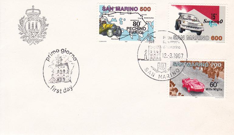 RSM 1987 - 1197 S248 Serie completa 3 val. - Grandi competizioni automobilistiche