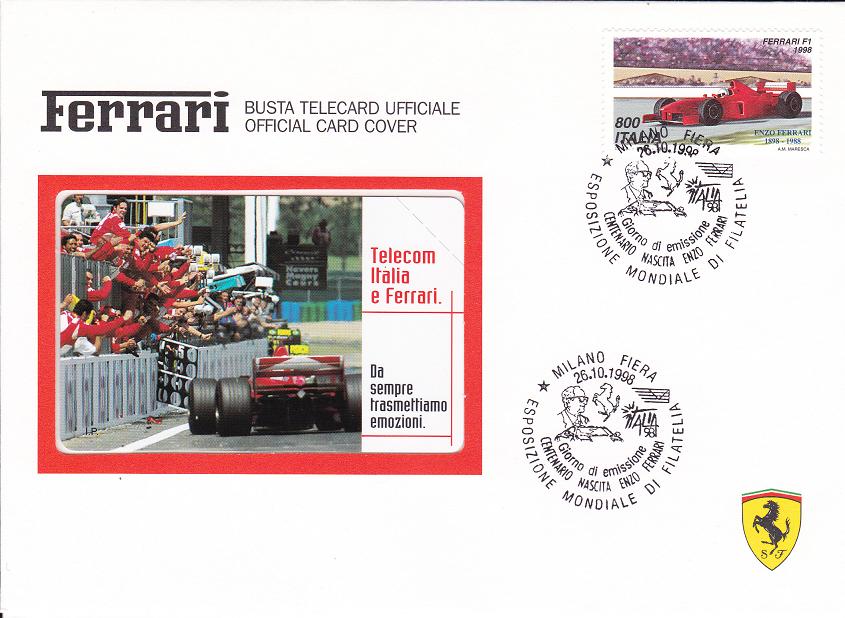 IT2413 - BF21 - 26/10/1998 - Blocco Foglietto - Esposizione mondiale di filatelia a MIlano, 6 emissi.: Giornata della Ferrari