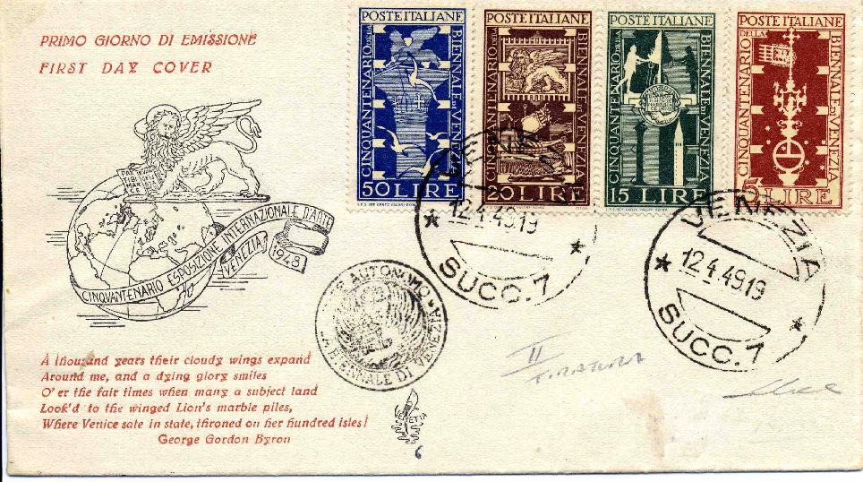 IT0594 - 12/04/1949 - 4v - 50 anniversario della biennale darte di Venezia