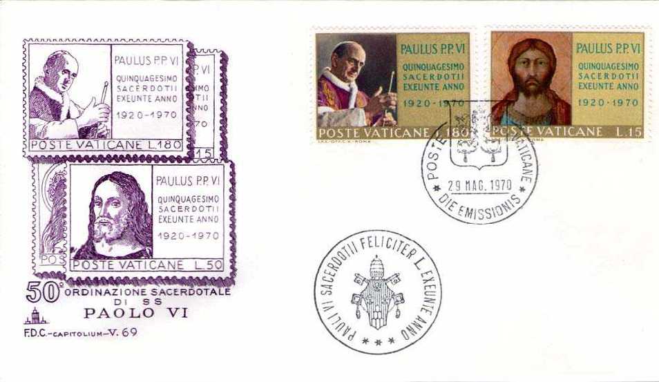 SCV 1970 - 487 S129 Serie cpl. 5 val. - 50 anniversario dell ordinazione sacerdotale di Sua Santit Paolo VI
