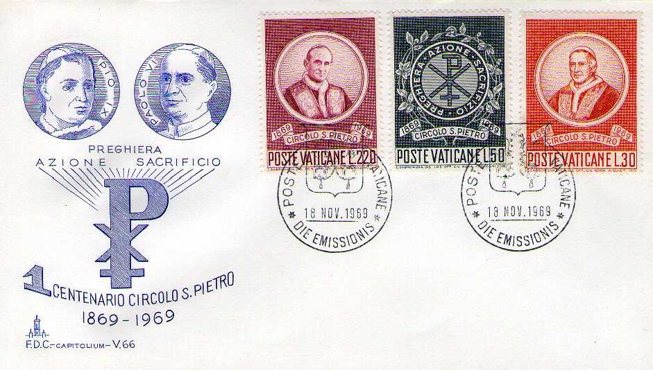 SCV 1969 - 476 S126 Serie completa 3 val. - Centenario del circolo San Pietro