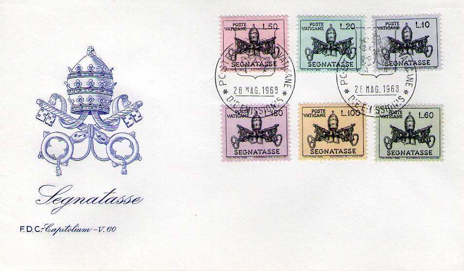 SCV 1968 - 25 S756 Serie completa 6 val. - Segnatasse - Stemma pontificio 