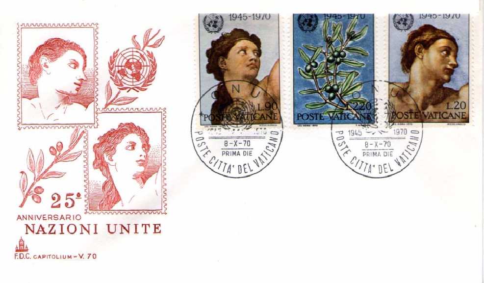 SCV 1970 - 492 S130 Serie cpl. 3 val. - 25 anniversario dell ONU 