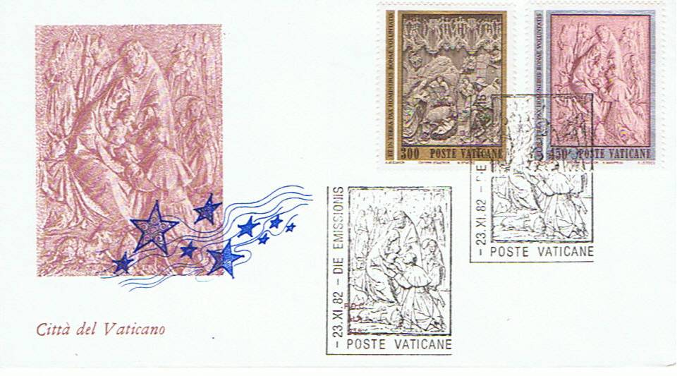 SCV 1982 - 719 Serie 2 val. - Natale - Nativit, opera di W.Stosz e Nativit, opera di E.Manfrini 