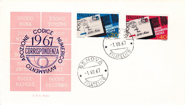 IT1051 - 01/07/1967 - 2v - Codice di Avviamento Postale