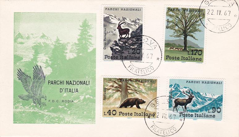 IT1040 - 22/04/1967 - 4v - Parchi nazionali - del Gran Paradiso, d Abruzzo, dello Stelvio e del Circeo
