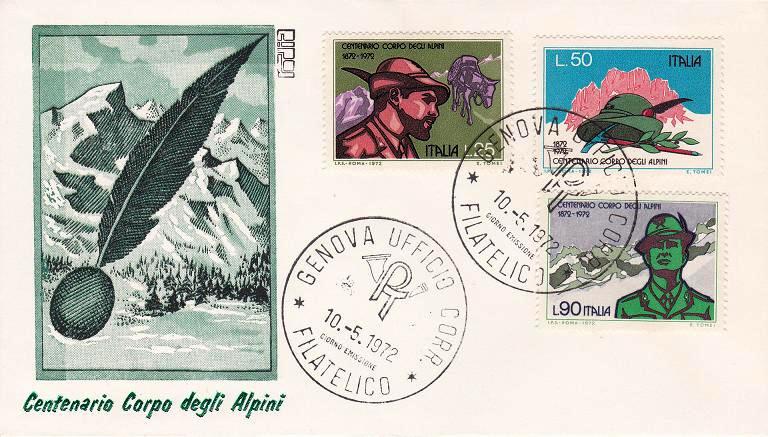 IT1176 - 10/05/1972 - 3v - Centenario della fondazione del corpo degli alpini
