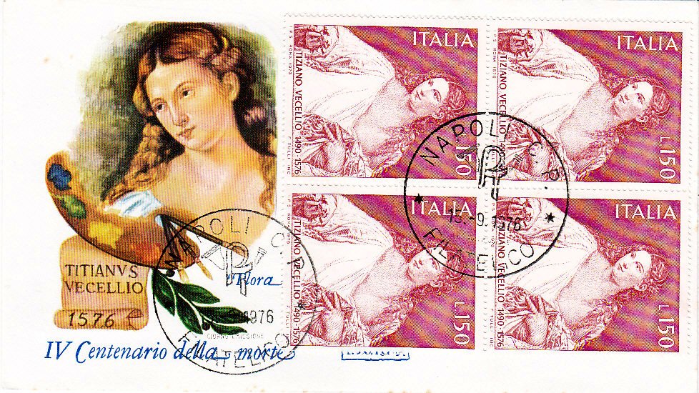 IT1342 - 15/09/1976 - 1v - 4 centenario della morte di Tiziano Vecellio - Flora, opera di Tiziano 150 