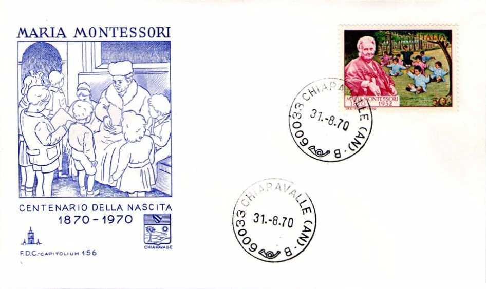IT1127 - 31/08/1970 - 1v - Centenario della nascita di Maria Montessori 50 .
