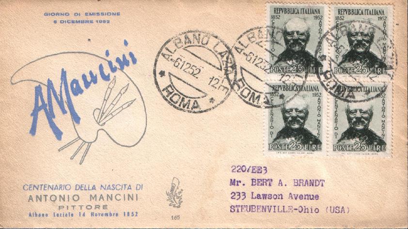 IT0703 - 06/12/1952 - 1v - Centenario della nascita di Antonio Mancini  25