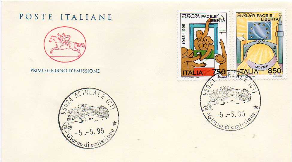 IT2196 - 05/05/1995 - 2v - Europa Unita 40 emiss.: 50 anniversario della liberazione , Ponte di Mostar 