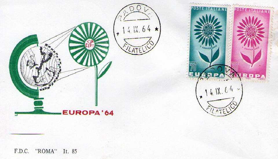 IT0981 - 14/09/1964 - 2v - Europa C.E.P.T. - 9 emissione - Fiore stilizzato con 19 petali