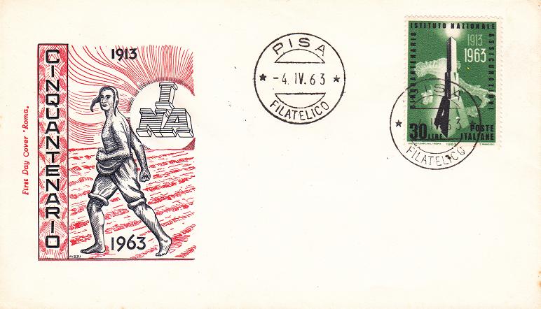 IT0961 - 04/04/1963 - 1v - 50 anniversario dell I.N.A. Istituto Nazionale Assicurazioni 30 