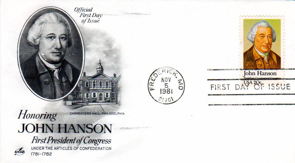US1941 - A1327 - 05/11/1981 - 1v - 20c John Hanson, First President of Congress - Frederick, MD: 21701