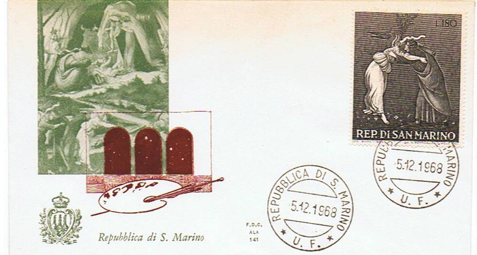 RSM 1968 - 770 S143 Serie cpl. 3 val. - Natale - Nativit mistica, opere di Botticelli