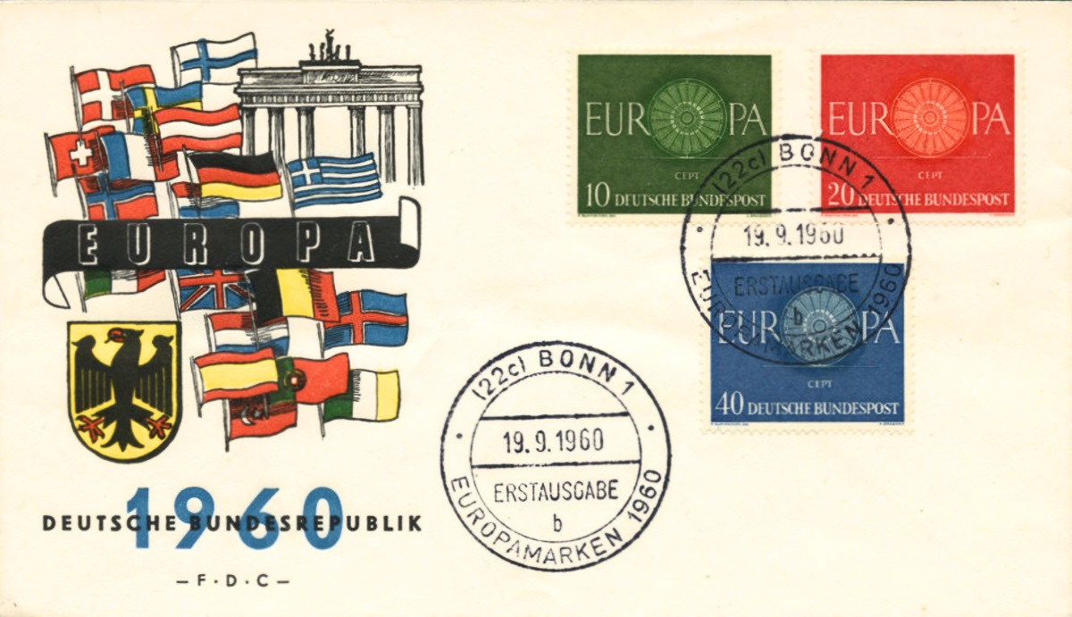 DE0210 - 19/09/1960 - 3v - Europa C.E.P.T. - Ruota con 19 raggi