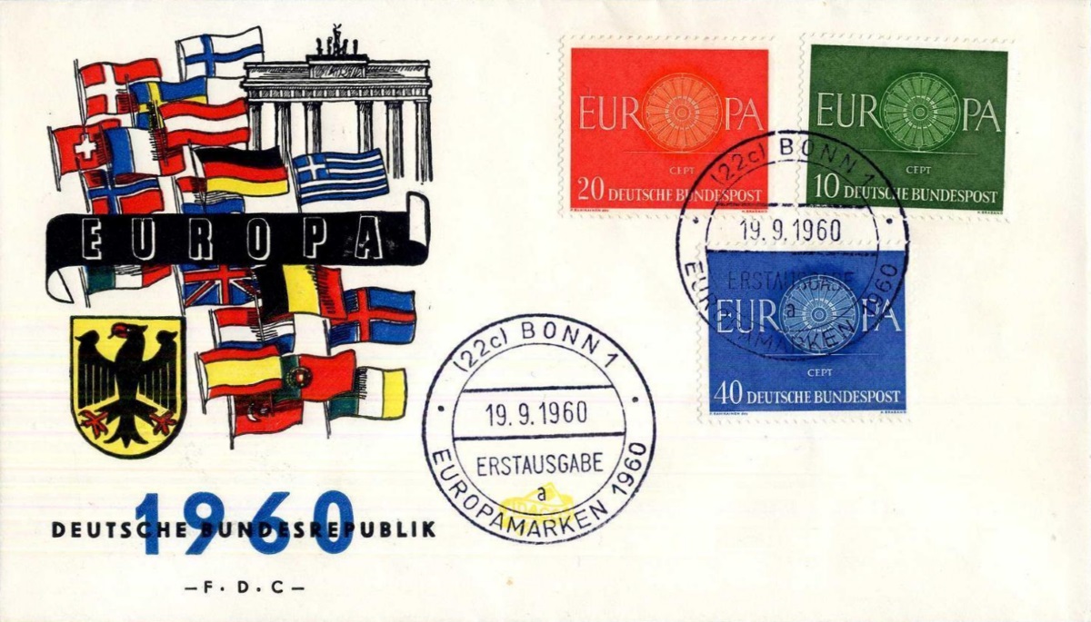 DE0210 - 19/09/1960 - 3v - Europa C.E.P.T. - Ruota con 19 raggi