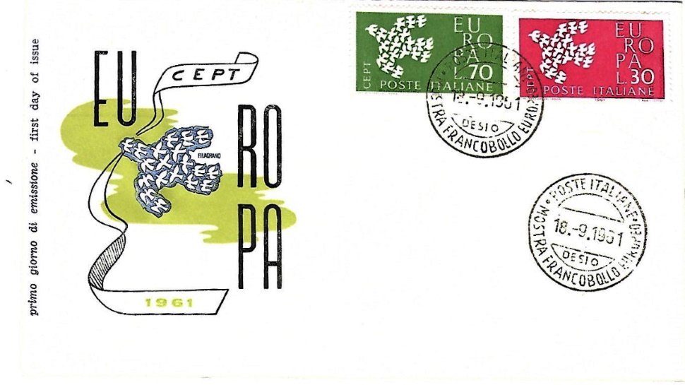 IT0932 - 18/09/1961 - 2v - Europa CEPT - 6 emissione 19 Colombe in volo
