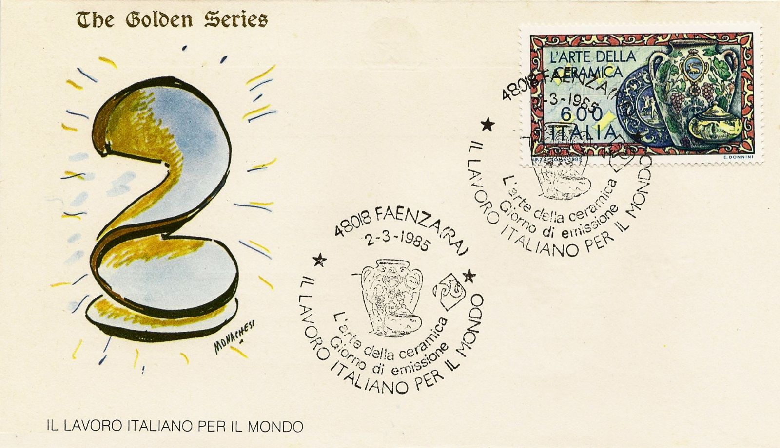 IT1713 - 02/03/1985 - 2v - Lavoro Italiano 6 emissione - Oggetti in ceramica , Piastrelle