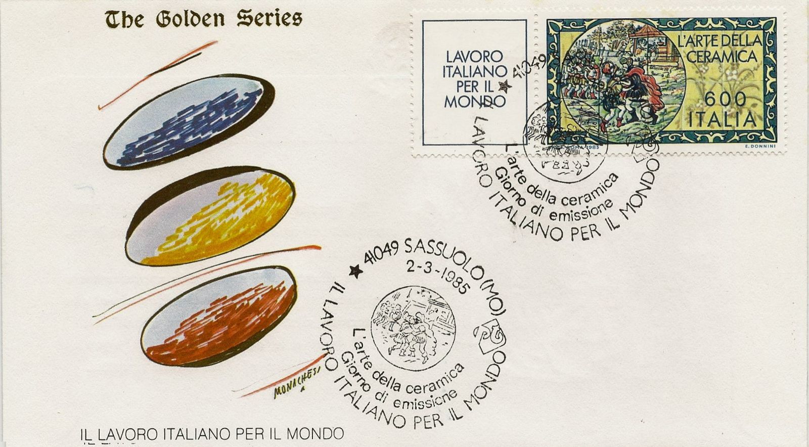 IT1713 - 02/03/1985 - 2v - Lavoro Italiano 6 emissione - Oggetti in ceramica , Piastrelle