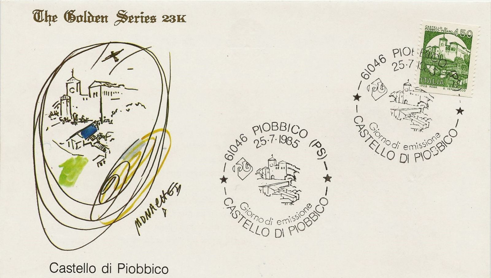 IT1737 - 25/07/1985 - 2v - Castelli dItalia , bobina - Castello di Scilla e di Piobbico